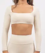 Leila beige long sleeve top - Image 3