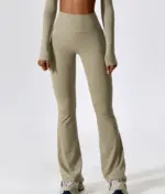 Leila dark beige push up flare leggings - Image 10