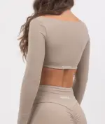 Leila dark beige long sleeve top - Image 5