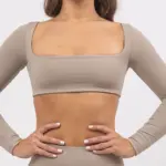 Leila dark beige long sleeve top