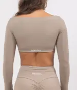 Leila dark beige long sleeve top - Image 6