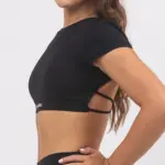 Masha black short sleeve crop top