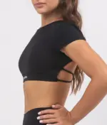 Masha black short sleeve crop top