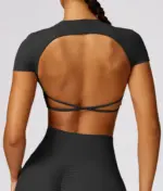 Masha black short sleeve crop top - Image 7