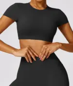 Masha black short sleeve crop top - Image 6