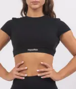 Masha black short sleeve crop top - Image 2