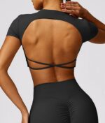 Masha black short sleeve crop top - Image 9