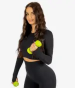 Aurora black fitness top with long sleeves - Image 4