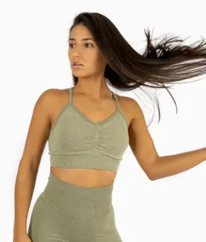 Aurora navy green sports bra with straps