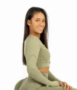 Aurora navy green fitness top with long sleeves - Image 3