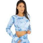 Fiona blue fitness top with long sleeves