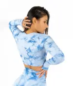 Fiona blue fitness top with long sleeves - Image 2