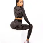 Fiona gray & black matching set with long sleeve top