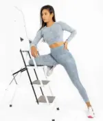 Perfect body blue set with long sleeve top - Image 4