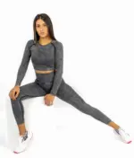 Perfect body dark gray set with long sleeve top - Image 2