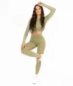 Perfect body navy green long sleeve top set - Image 3