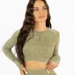 Perfect body navy green top with long sleeves