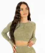 Perfect body navy green top with long sleeves