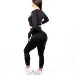 Selena black matching set with long sleeve top