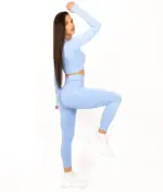 Selena blue matching set with long sleeve top