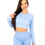 Selena blue long sleeve top