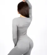 Selena gray matching set with long sleeve top - Image 4