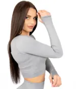 Selena gray long sleeve top - Image 3