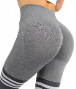Stripy gray push up leggings - Image 4